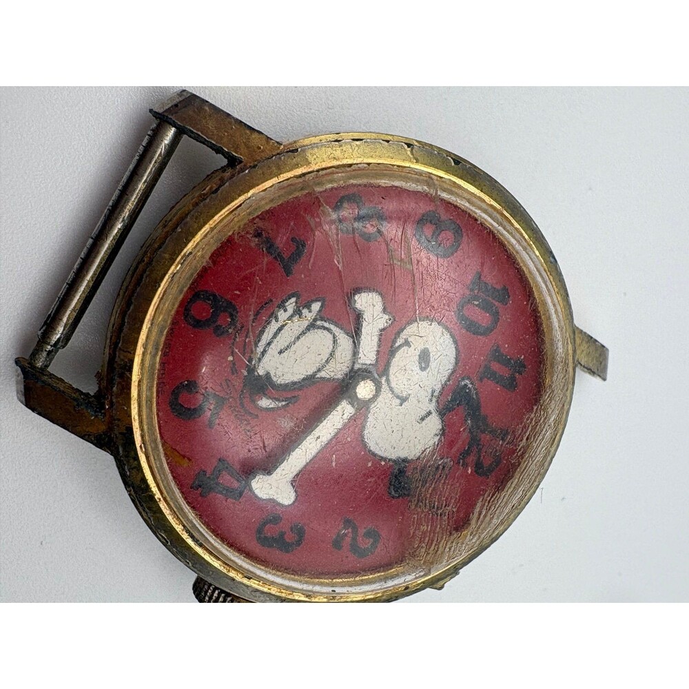 Vintage Snoopy Tennis Watch Swiss Made Peanuts - Repair / Parts Only